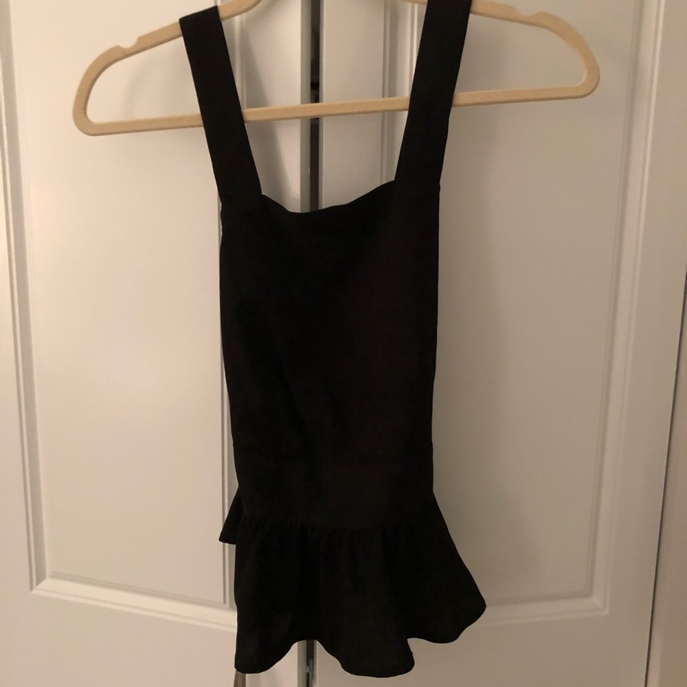UO black, cross back tank top, slight peplum XS